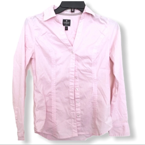 EXPRESS Pink Fitted Button Down Shirt Size Small - Picture 9 of 9
